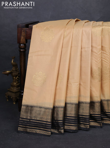 Beige & Black Bangalori Silk - Buttas