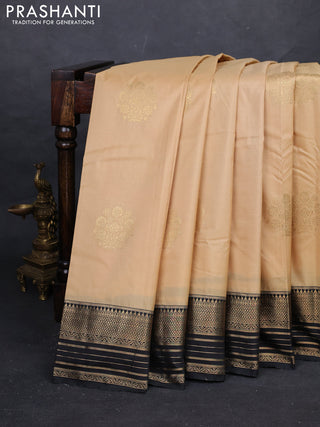 Beige & Black Bangalori Silk - Buttas