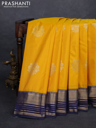 Yellow & Blue Bangalori Silk - Buttas