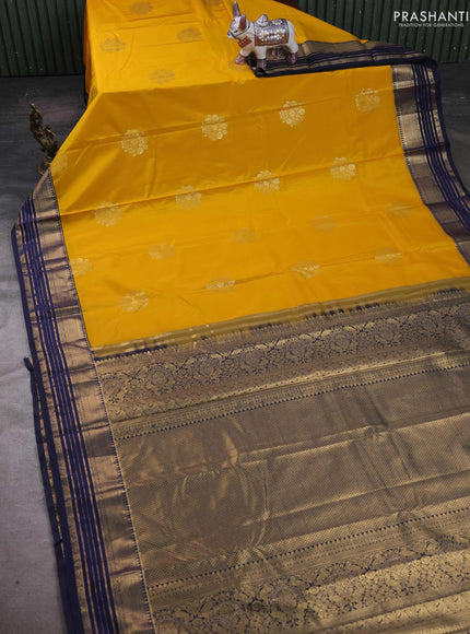 Yellow & Blue Bangalori Silk - Buttas