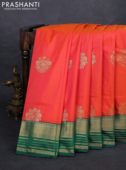 Orange & Green Bangalori Silk - Buttas