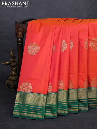 Orange & Green Bangalori Silk - Buttas