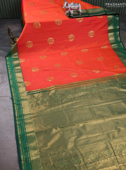 Orange & Green Bangalori Silk - Buttas