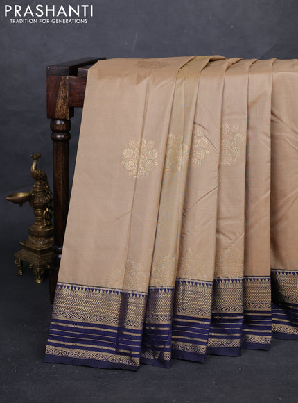 Beige & Blue Bangalori Silk - Buttas