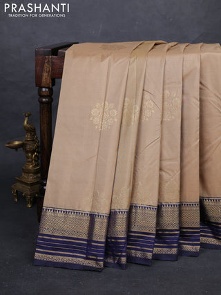 Beige & Blue Bangalori Silk - Buttas