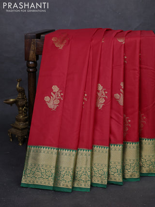 Red & Green Bangalori Silk - Buttas