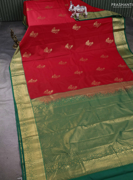 Red & Green Bangalori Silk - Buttas