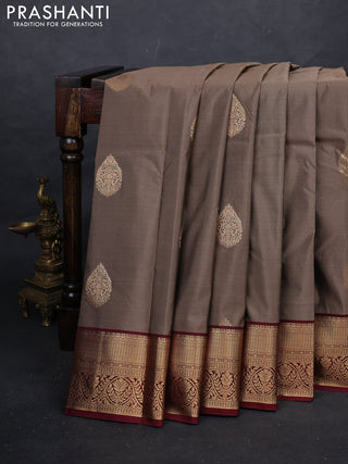 Chikku & Maroon Bangalori Silk - Buttas