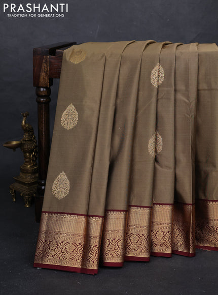 Chikku & Maroon Bangalori Silk - Buttas