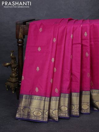 Pink & Navy Blue Bangalori Silk - Buttas