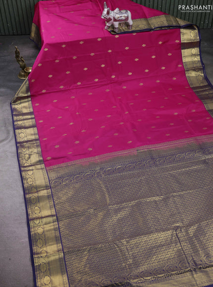 Pink & Navy Blue Bangalori Silk - Buttas
