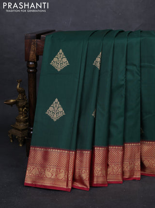 Green & Maroon Bangalori Silk - Buttas
