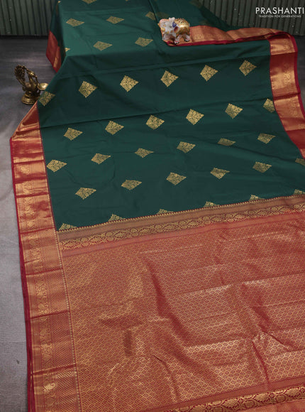 Green & Maroon Bangalori Silk - Buttas