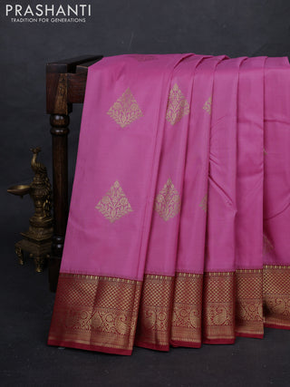 Pink & Maroon Bangalori Silk - Buttas