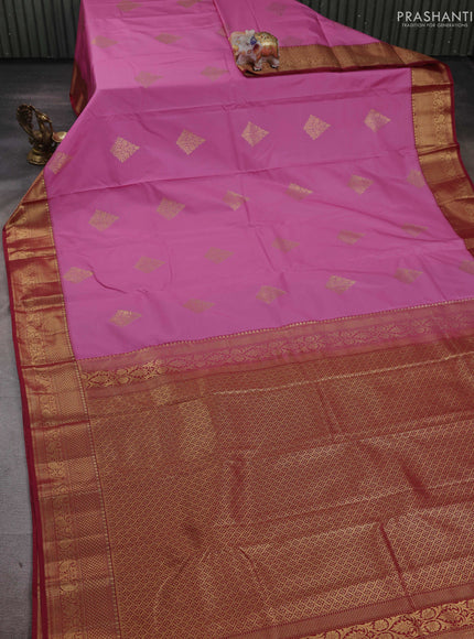 Pink & Maroon Bangalori Silk - Buttas