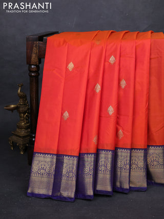 Orange & Blue Bangalori Silk - Buttas