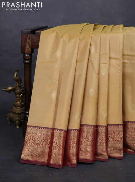 Beige & Maroon Bangalori Silk - Buttas