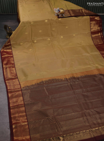 Beige & Maroon Bangalori Silk - Buttas