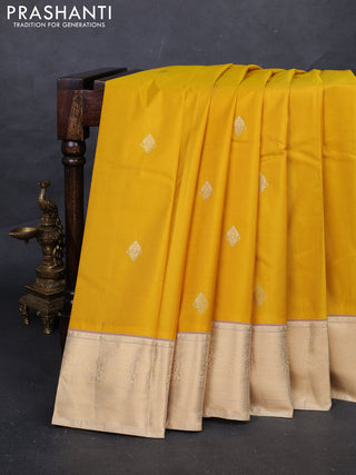 Yellow & Beige Bangalori Silk - Buttas