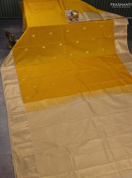 Yellow & Beige Bangalori Silk - Buttas