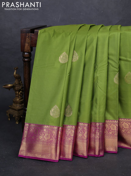 Green & Magenta Pink Bangalori Silk - Buttas