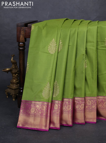 Green & Purple Bangalori Silk - Buttas