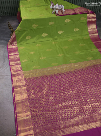 Green & Purple Bangalori Silk - Buttas