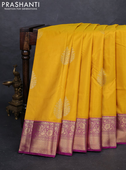 Yellow & Purple Bangalori Silk - Buttas