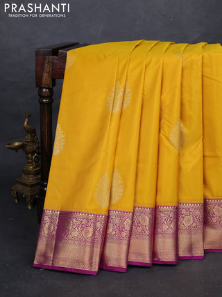 Yellow & Purple Bangalori Silk - Buttas