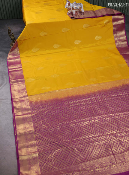 Yellow & Purple Bangalori Silk - Buttas