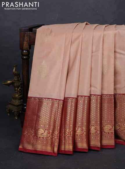 Beige & Maroon Bangalori Silk - Buttas