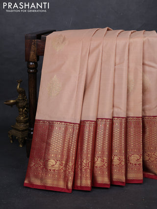 Beige & Maroon Bangalori Silk - Buttas