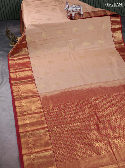 Beige & Maroon Bangalori Silk - Buttas
