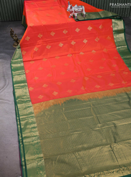 Orange & Green Bangalori Silk - Buttas