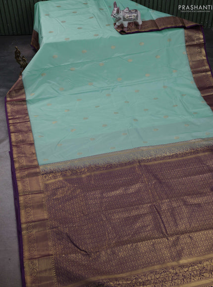 Teal Blue & Purple Bangalori Silk - Buttas