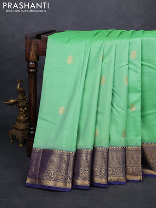 Green & Blue Bangalori Silk - Buttas