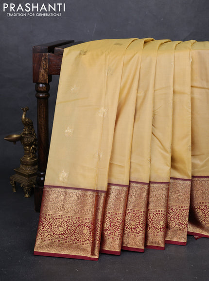 Beige & Maroon Bangalori Silk - Buttas