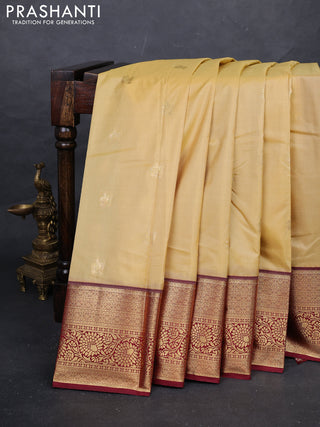 Beige & Maroon Bangalori Silk - Buttas