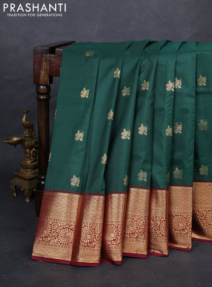 Bottle Green & Maroon Bangalori Silk - Buttas