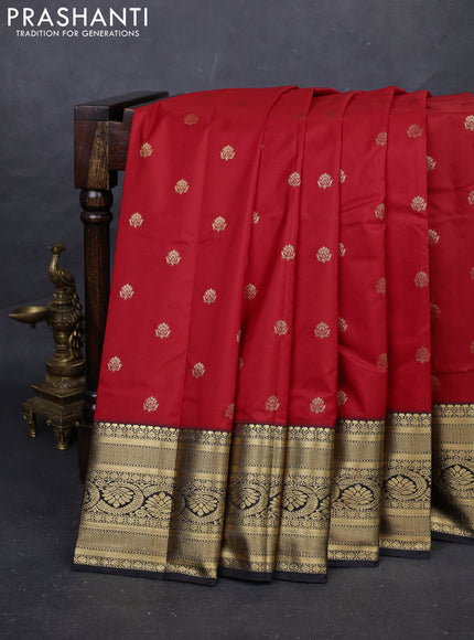 Red & Black Bangalori Silk - Buttas