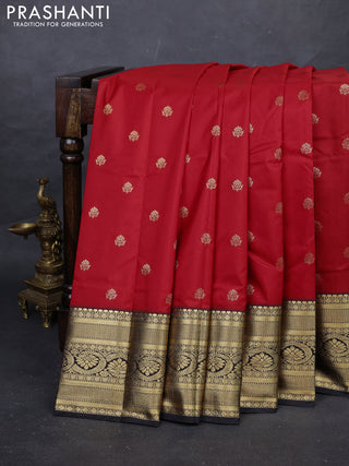Red & Black Bangalori Silk - Buttas