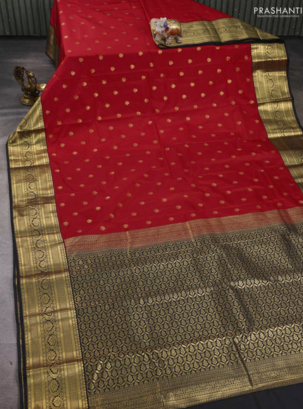 Red & Black Bangalori Silk - Buttas