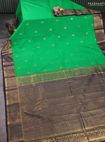 Green & Navy Blue Bangalori Silk - Buttas