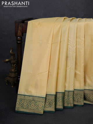 Cream & Green Bangalori Silk - Buttas