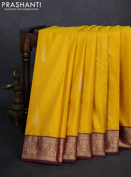 Yellow & Maroon Bangalori Silk - Buttas