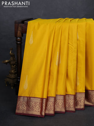 Yellow & Maroon Bangalori Silk - Buttas