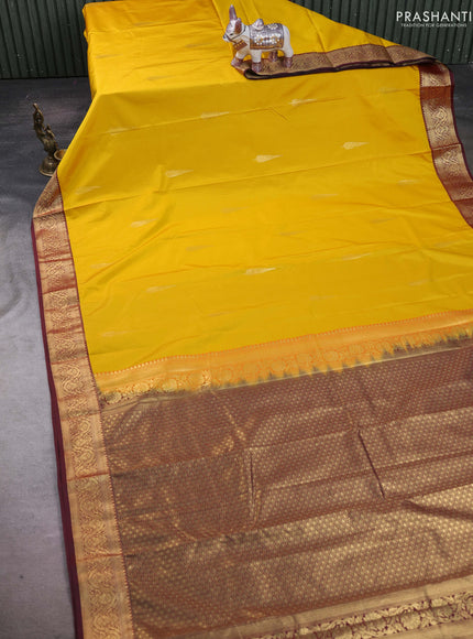 Yellow & Maroon Bangalori Silk - Buttas