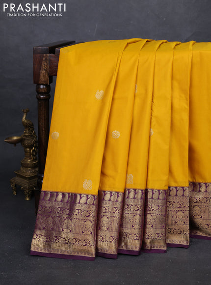 Yellow & Wine Bangalori Silk - Buttas