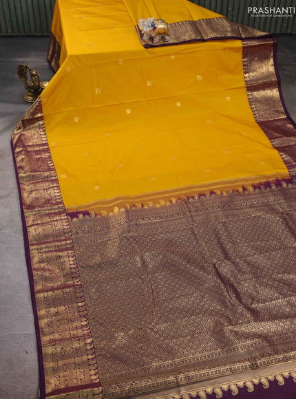 Yellow & Wine Bangalori Silk - Buttas