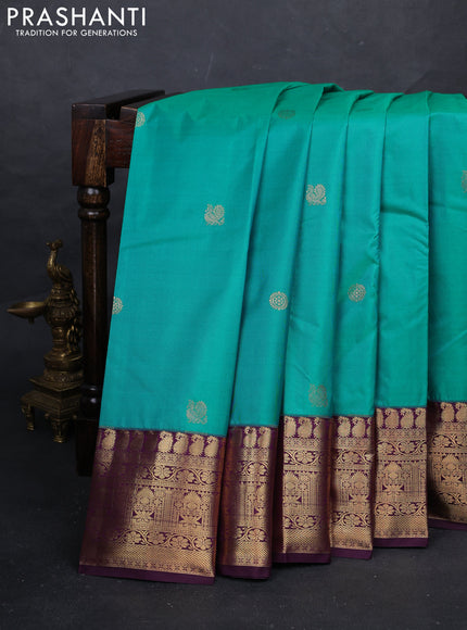 Teal Blue & Purple Bangalori Silk - Buttas